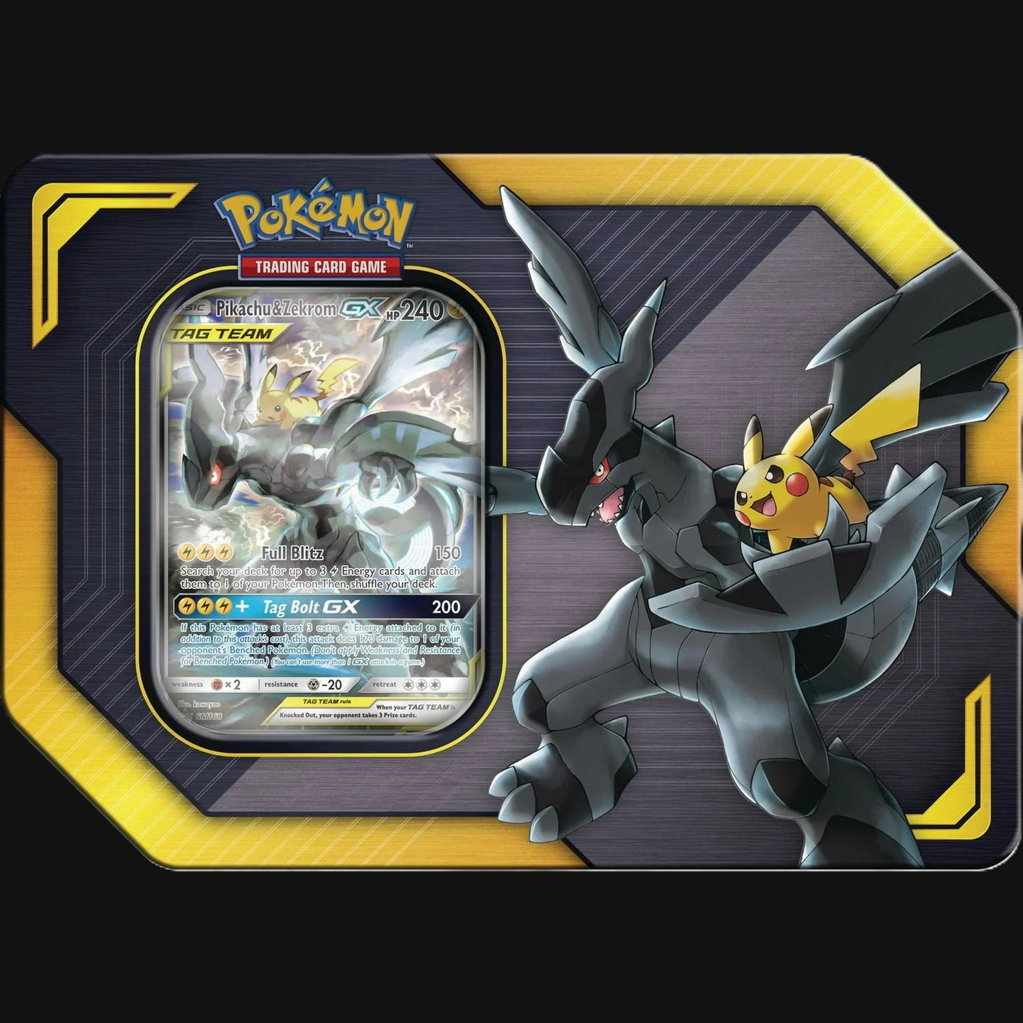 Sun & Moon Tag Team Pikachu Zekrom GX sealed tin — KeepitSealdz