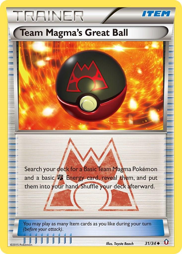 Team Magma's Great Ball 31/34 Reverse Holofoil LP EX era Pokemon card — KeepitSealdz