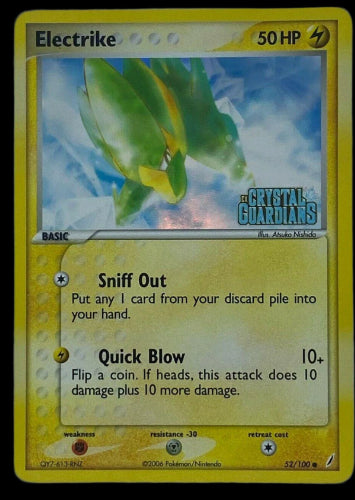 Electrike 52/100 Reverse Holofoil MP EX era Pokemon card — KeepitSealdz