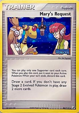 Mary's Request 86/115 Reverse Holofoil LP EX Unseen Forces Pokemon card — KeepitSealdz