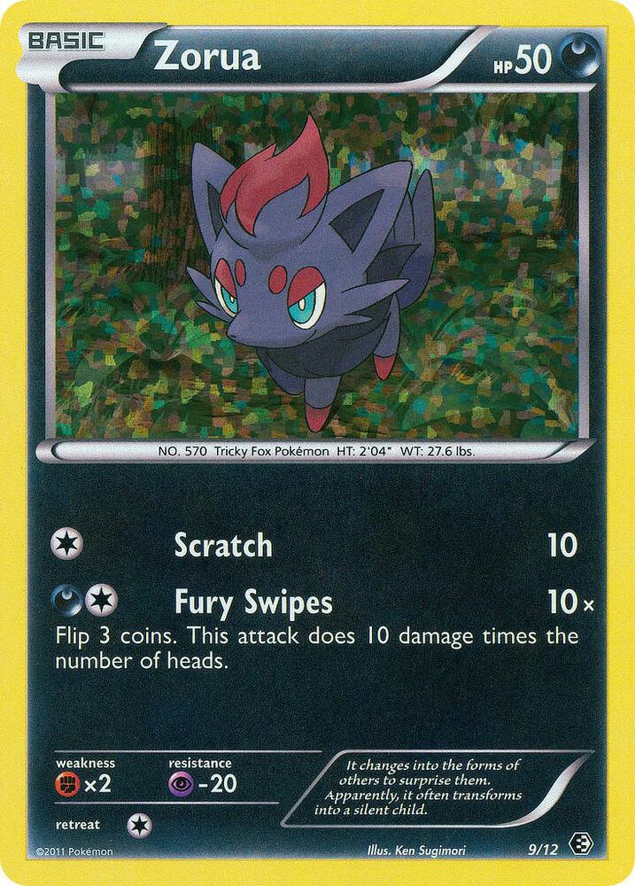 Zorua 9/12 Holofoil LP Black White era Pokemon card — KeepitSealdz