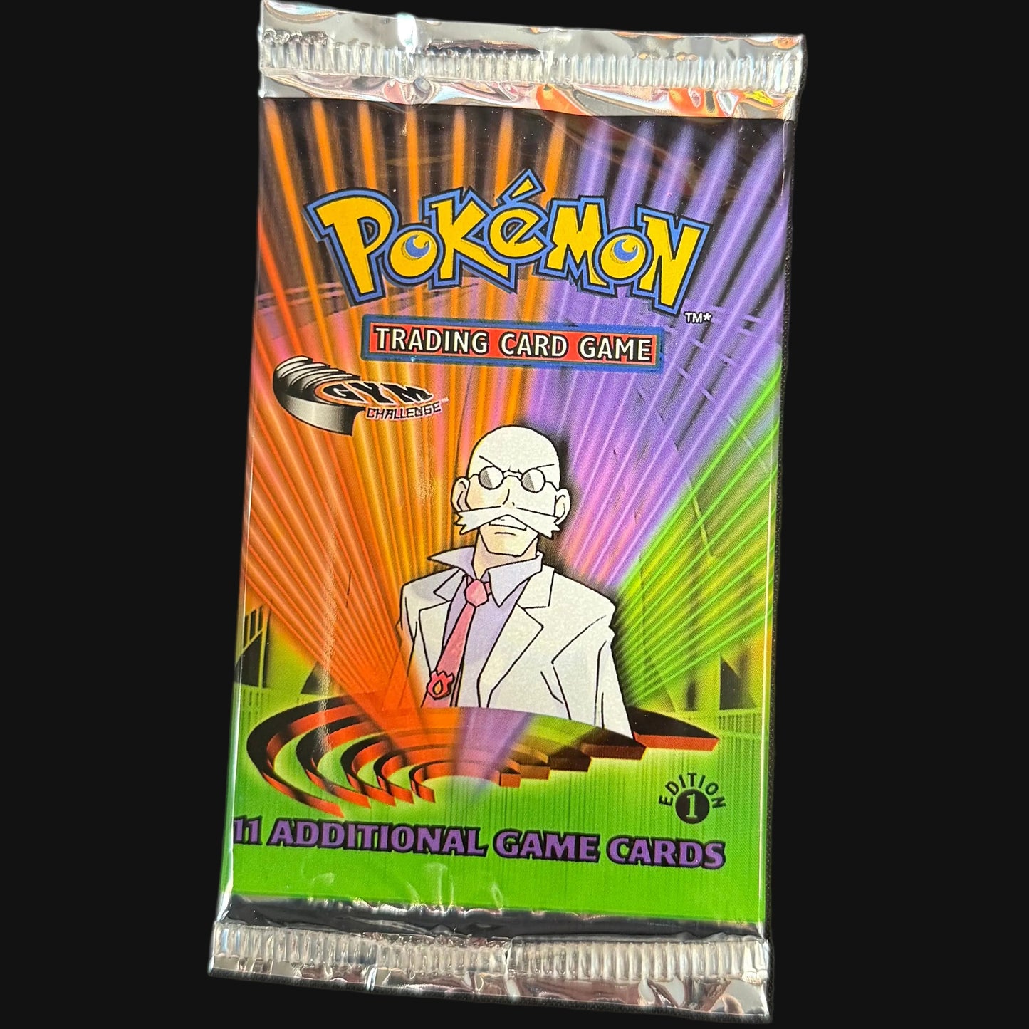 2000 1st Edition Gym Challenge sealed booster pack detail — KeepitSealdz