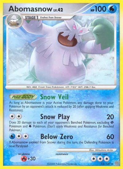Abomasnow 12/100 LP Diamond Pearl era Pokemon card — KeepitSealdz