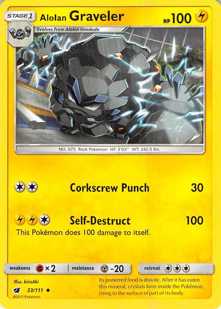 Alolan Graveler 33/111 (Reverse Holofoil)- NM