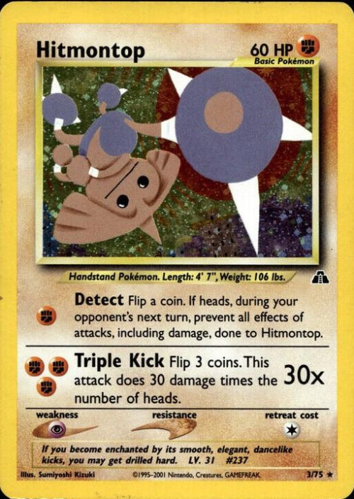 Pokémon trading card featuring Hitmontop with artwork and text.