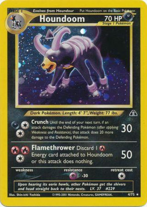 Houndoom Pokémon trading card with dark and purple design