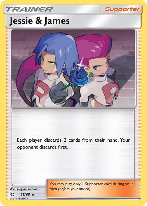 Trading card featuring Jessie and James from Pokémon with game text and artwork.