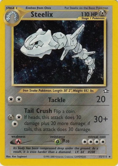 Pokémon trading card featuring Steelix with attack details