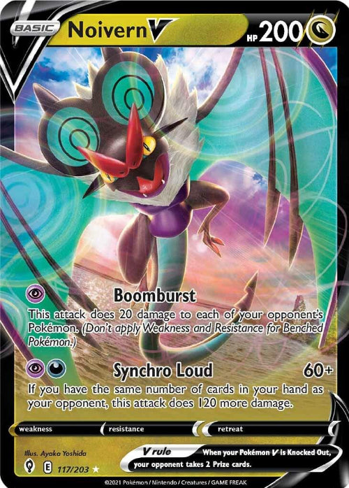 Pokémon trading card featuring Noivern V with detailed artwork and text.