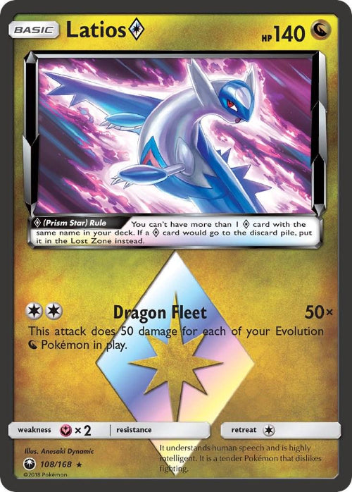 Pokémon trading card featuring Latios with game text and graphics
