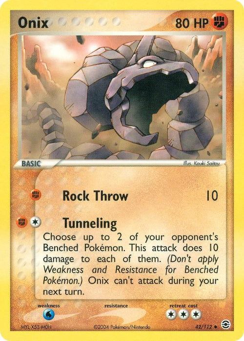 Pokémon trading card featuring Onix with game details