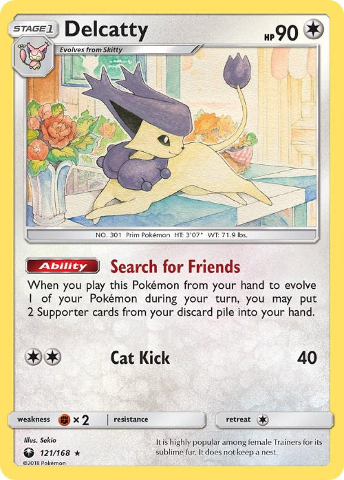 Pokémon trading card featuring Delcatty with a yellow border