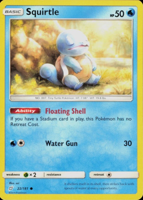 Pokémon trading card featuring Squirtle with a yellow border