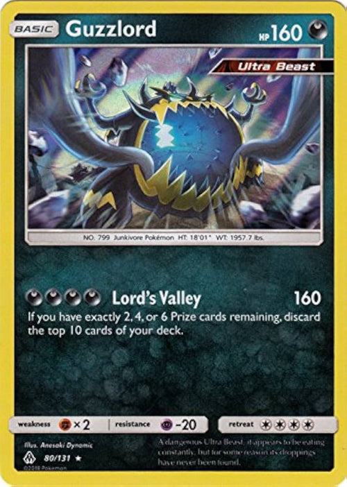 Pokémon trading card featuring Guzzlord with detailed artwork and text.