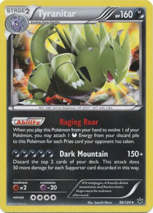 Pokémon trading card featuring Tyanitar with green dragon-like creature design