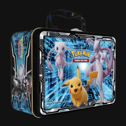 Pokemon trading card game case with character designs on a white background