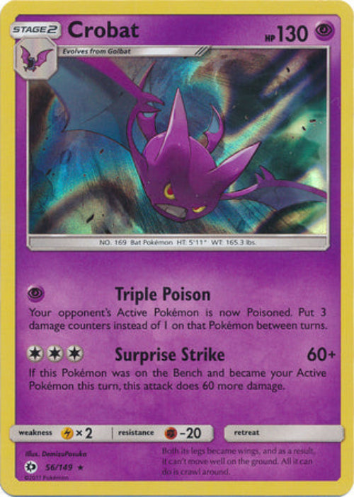 Pokémon trading card featuring Crobat with purple and yellow design