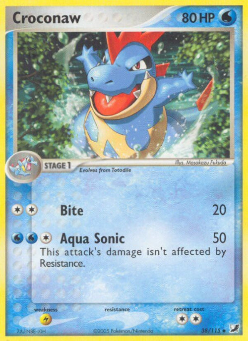 Pokémon trading card featuring Croconaw with blue and yellow border