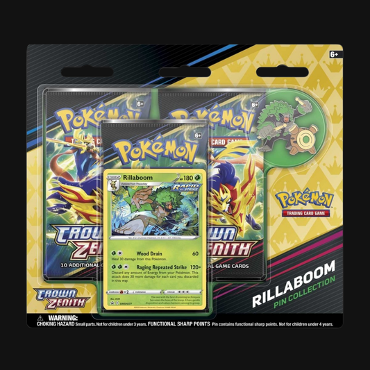 Sword and Shield Crown Zenith 3-Pack Blister - Rillaboom Pin Collection