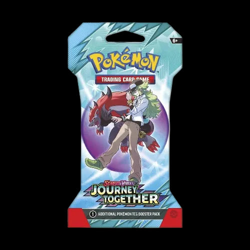 Pokémon Trading Card Game booster pack with character and dragon-like creature on a white background