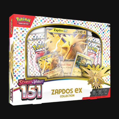 Pokémon trading card game box featuring Zapdos EX with colorful design