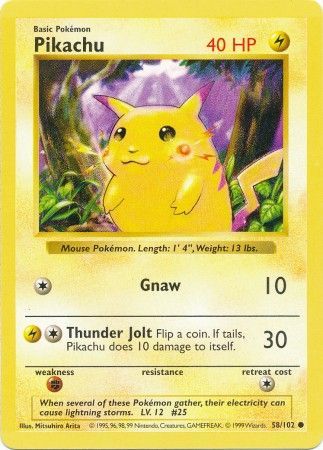 Shadowless Red Cheeks Pikachu 58/102
