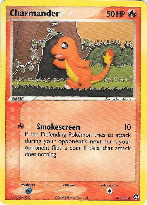 Pokémon trading card featuring Charmander with a yellow border
