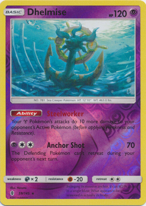Pokémon trading card featuring Dhelmise with underwater design
