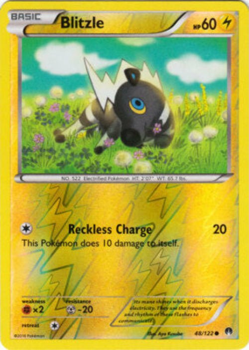 Pokémon trading card featuring Blitzzle with grass and sky background